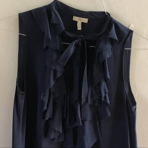Joie navy blue silk ruffle dress size small - Picture 5 of 7